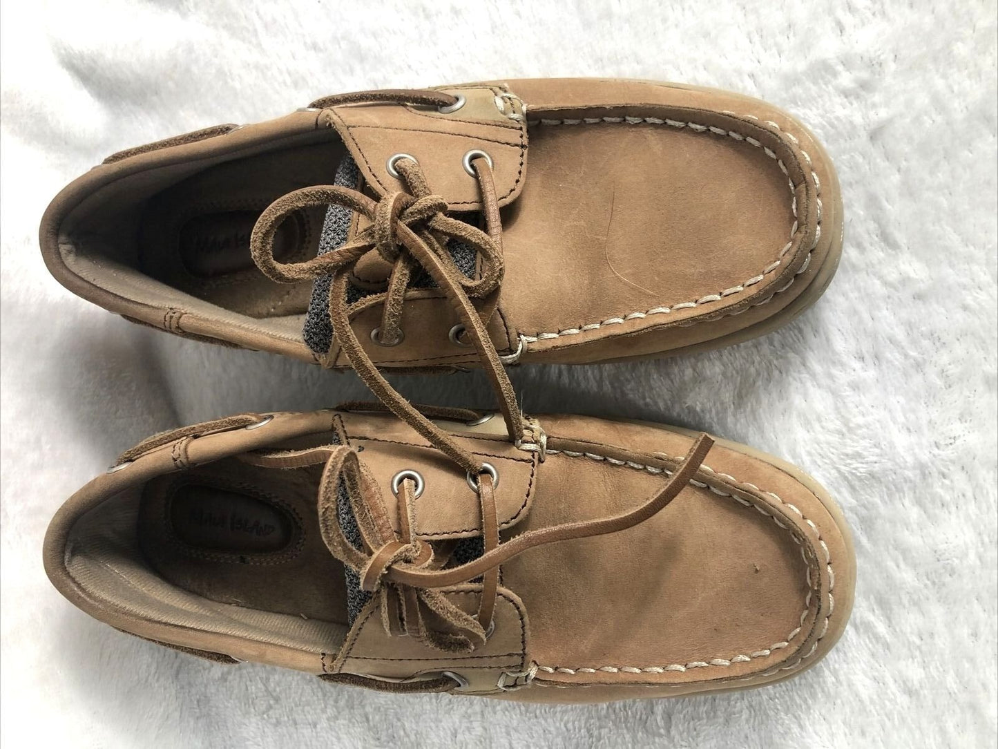 Maui Island Womens Tan Shoes Leather Casual Boat Boat Shoes Size 6 M
