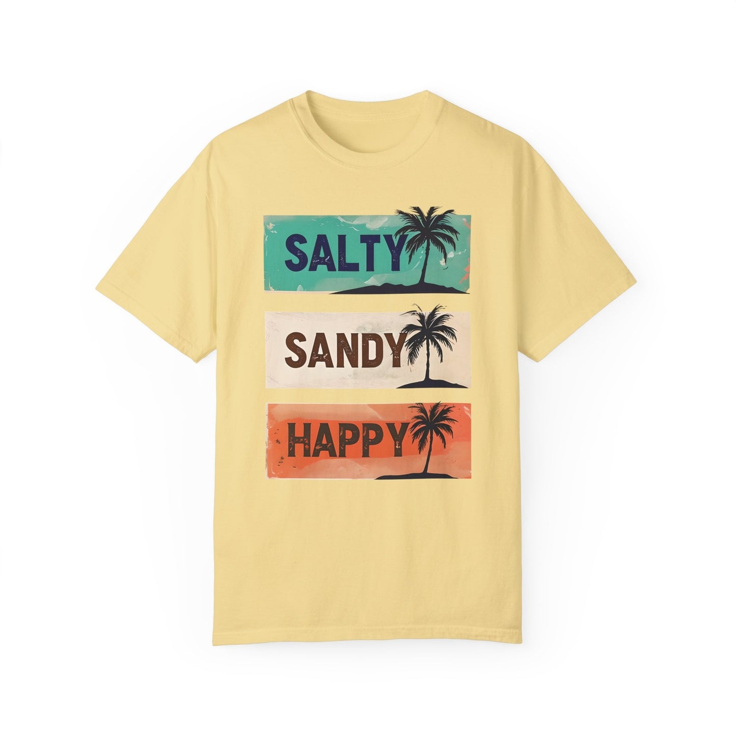Womans Summer T Shirt Salty Sandy Happy Palm Tree Shirt Beachwear S-2XL