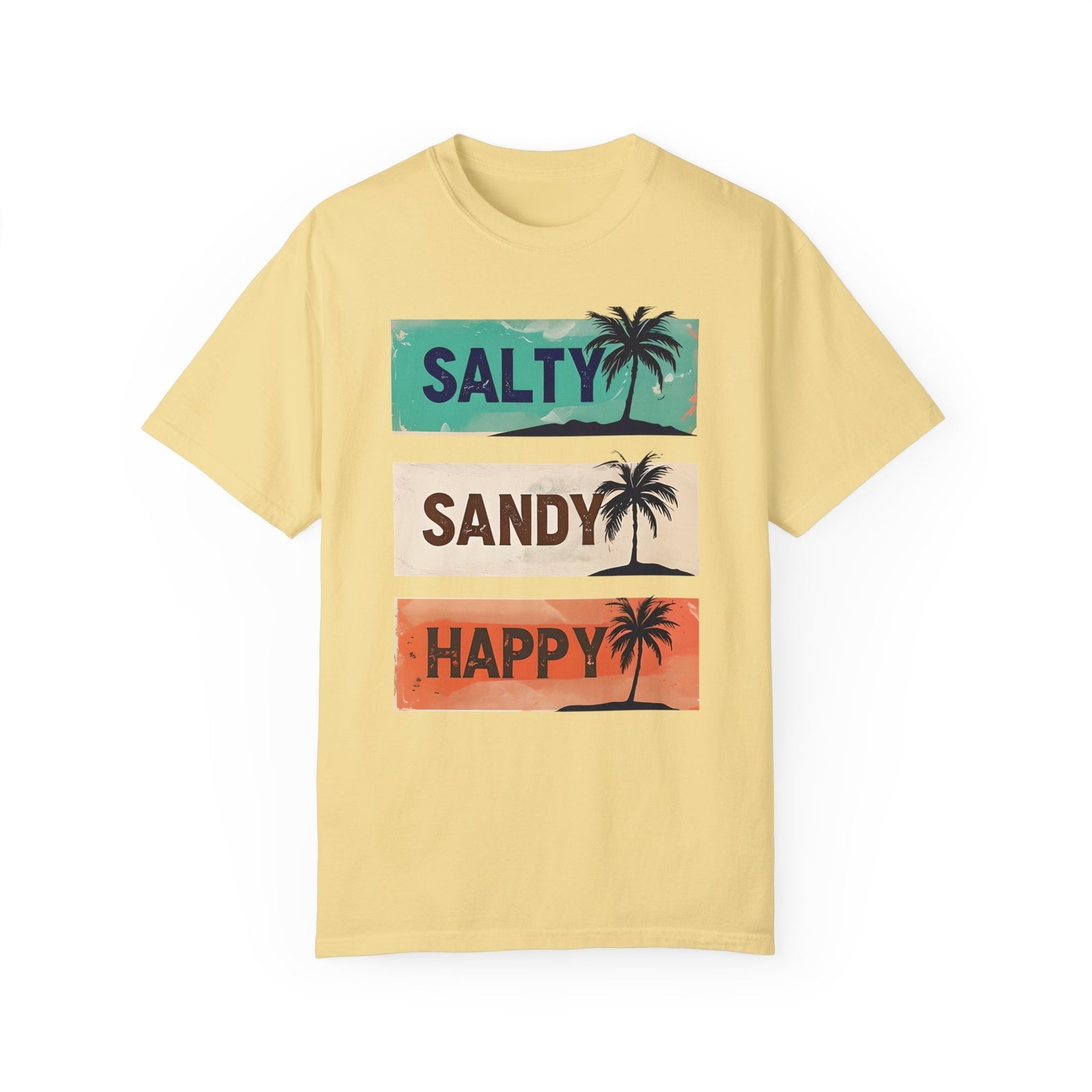 Womans Summer T Shirt Salty Sandy Happy Palm Tree Shirt Beachwear S-2XL