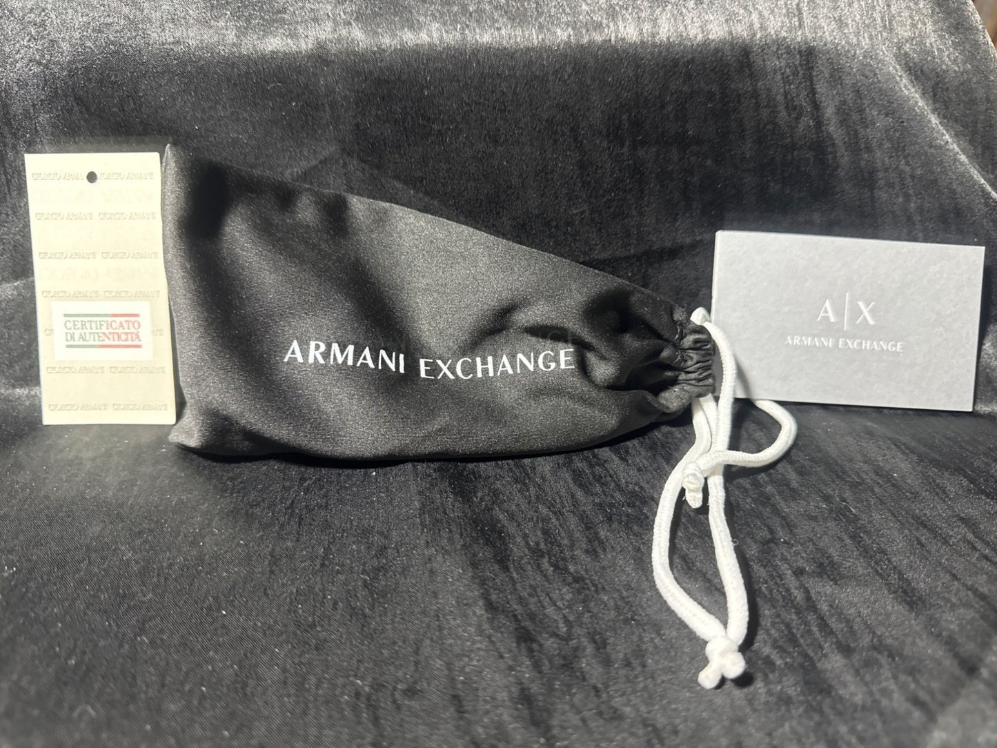 AX Armani Exchange Matte Black Demo Lens Eyeglasses With Case & Certificate Of A