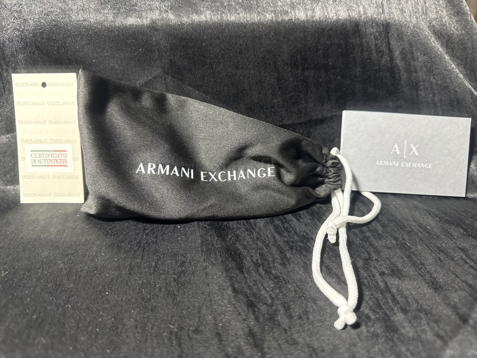 AX Armani Exchange Matte Black Demo Lens Eyeglasses With Case & Certificate Of A