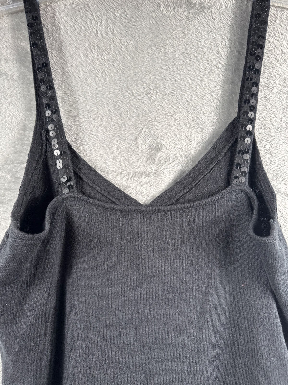 Old Navy Black Sequin Embellished Knit Tank Top Womens M