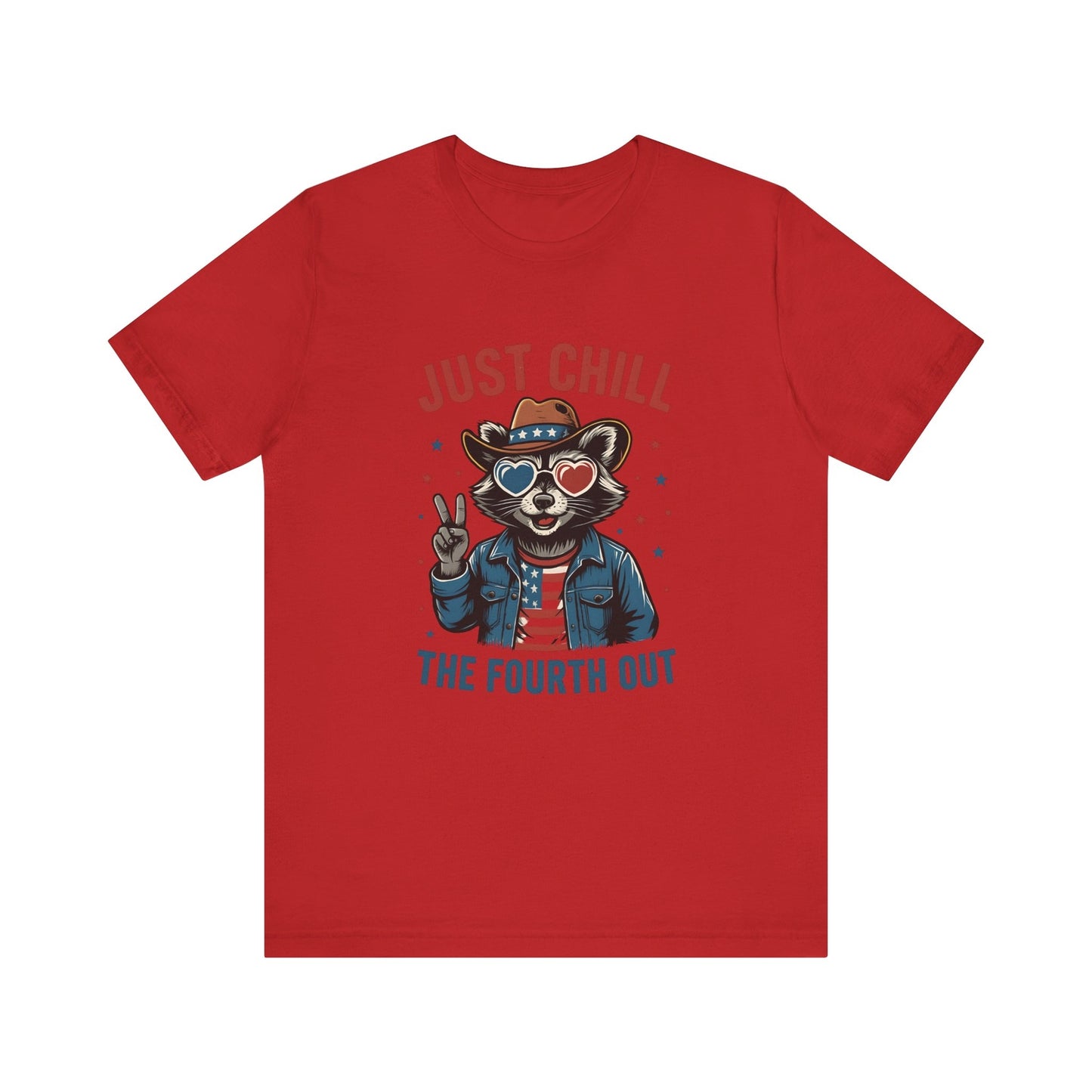 Womans Shirt Just Chill The Fourth Out Funny 4th of July Raccoon Top 4th of July