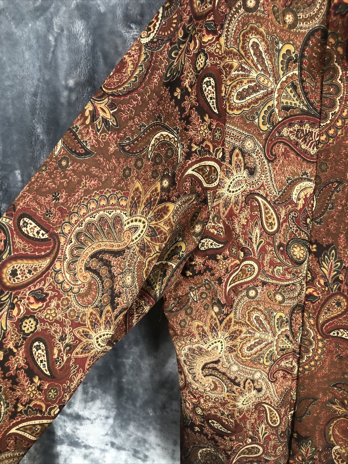 Rafaella Womens Paisley Button-Up Shirt Size 14 Brown & Multicolor