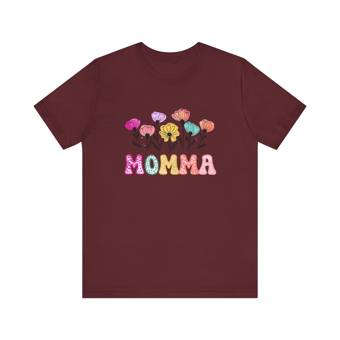 Womans T Shirt Floral Momma Tee Perfect for Mothers Day Gift Birthday Surprise