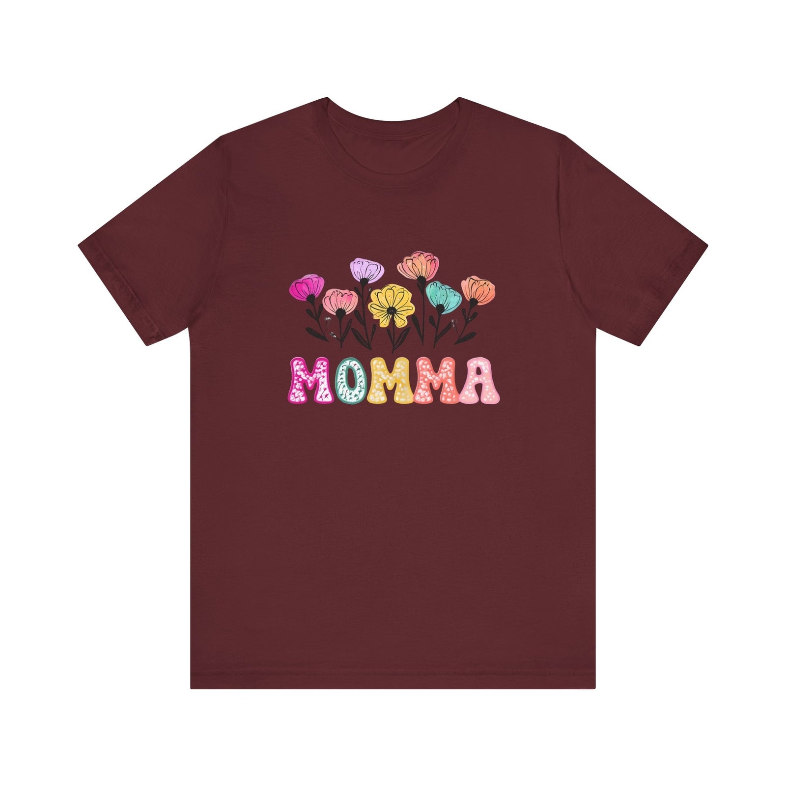 Womans T Shirt Floral Momma Tee Perfect for Mothers Day Gift Birthday Surprise