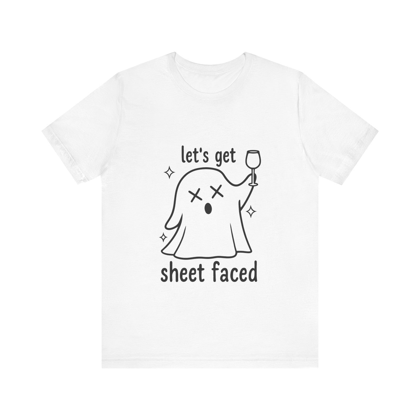 Womans Halloween Shirt Lets Get Sheet Faced Tee  Boo Crew Party Ghost Vibes Top