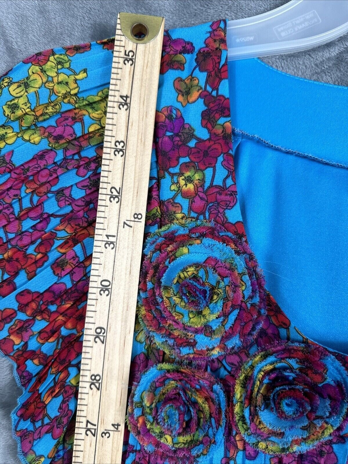 New Directions Dress Womens A Line Turquoise Blue Floral Pleated Short Sleeve