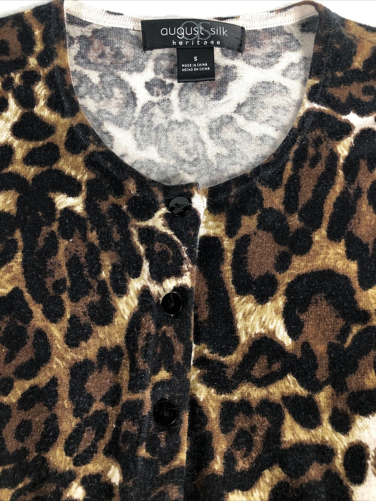 August Silk Heritage Woman’s Leopard ￼Shirt ￼Animal Print ￼Size Adult Small