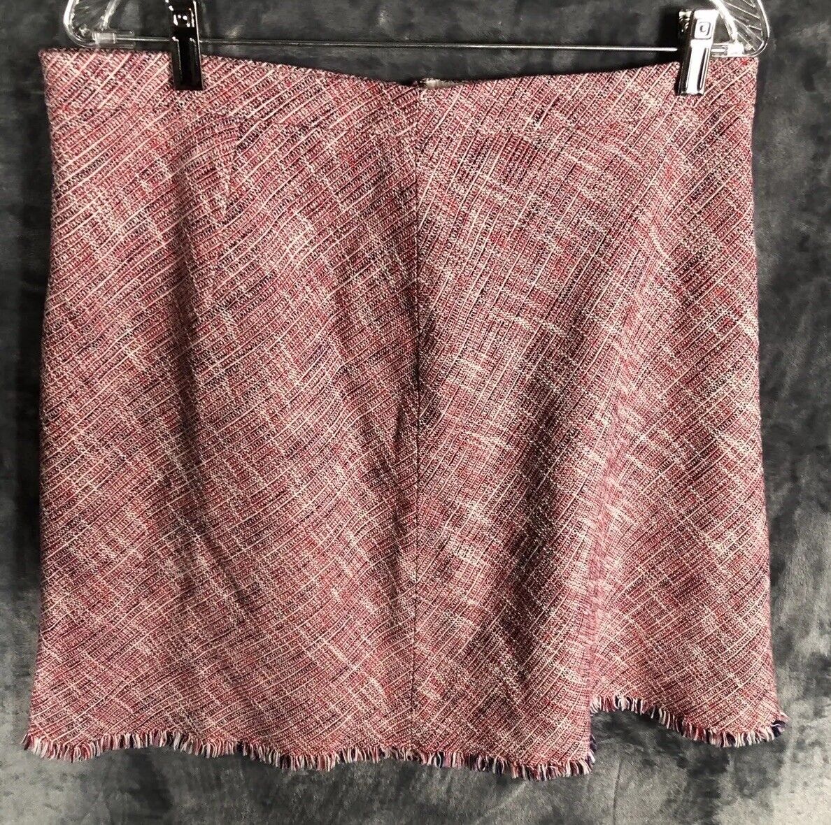 Banana Republic Fringe Skirt Tweed Womens A Line Lined Faux Wrap Size 12