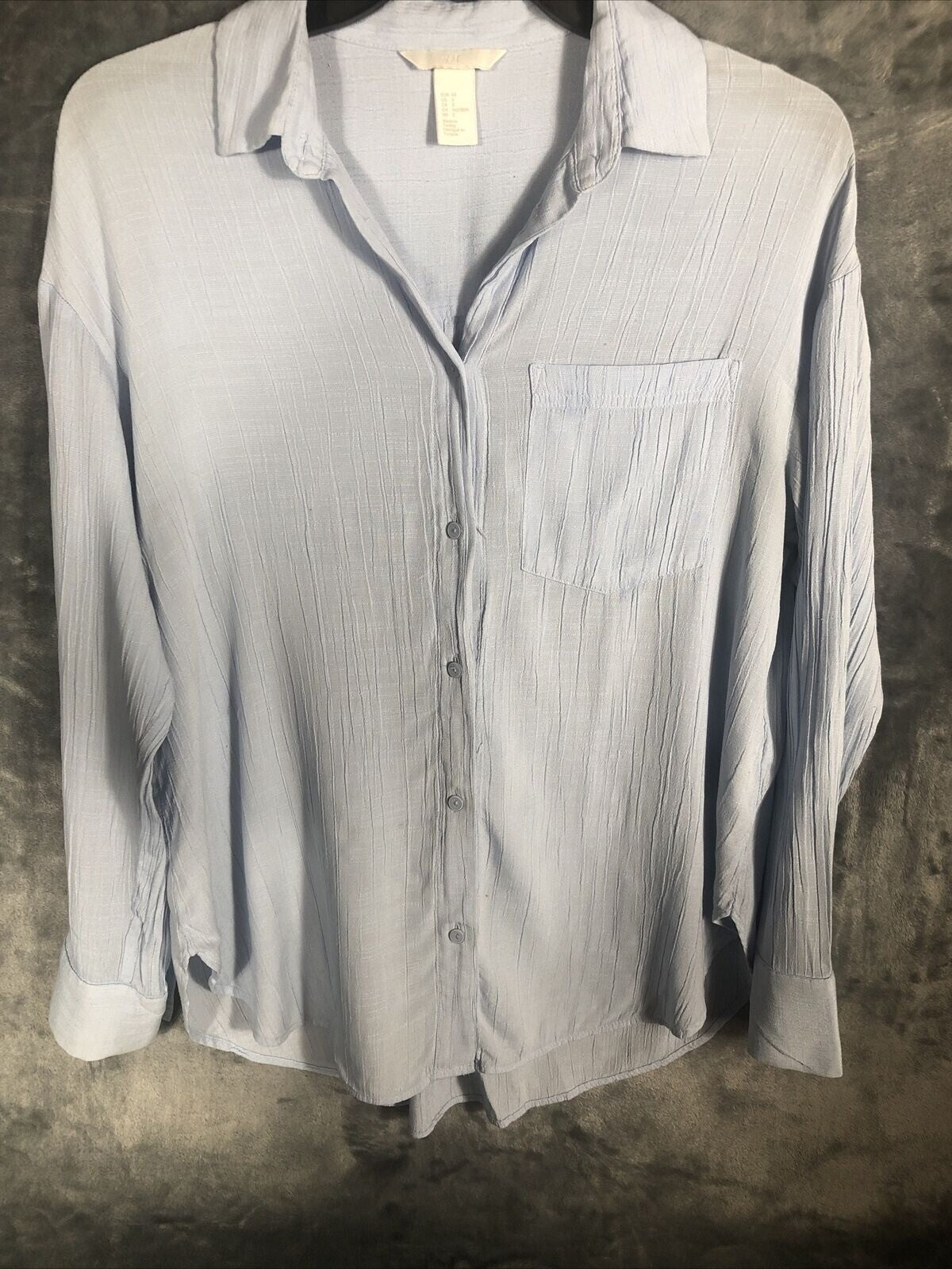 H&M Light Blue Womens Long Sleeve Button-Up Shirt Size 2