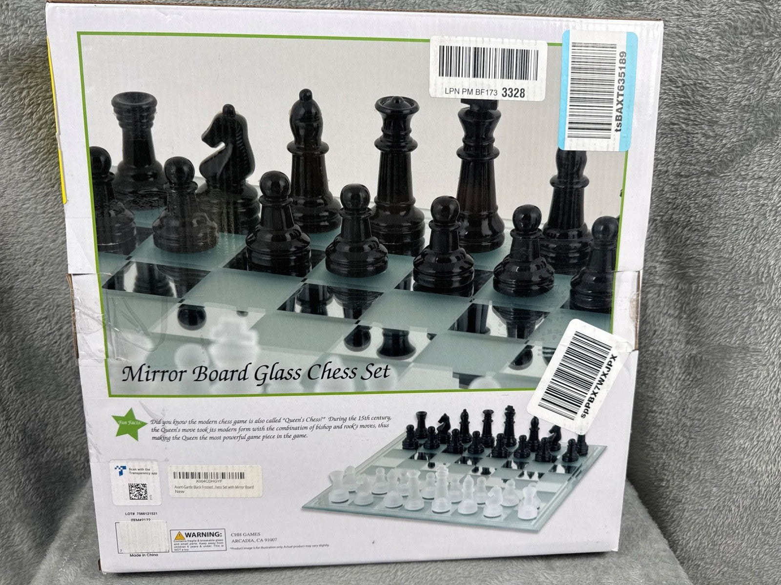 Glass Chess Set With Frosted & Clear Pieces
