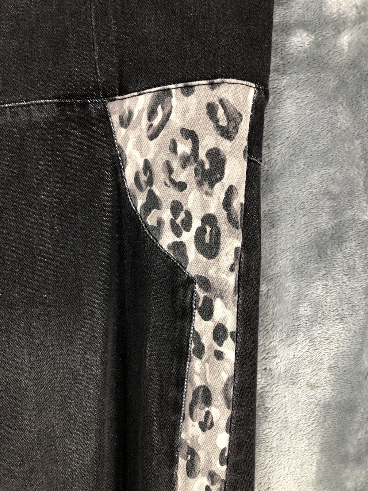 Anna & Ava ,  Black Denim , Cheetah Leg Detail, Super Stretchy , Skinny Jean Fit
