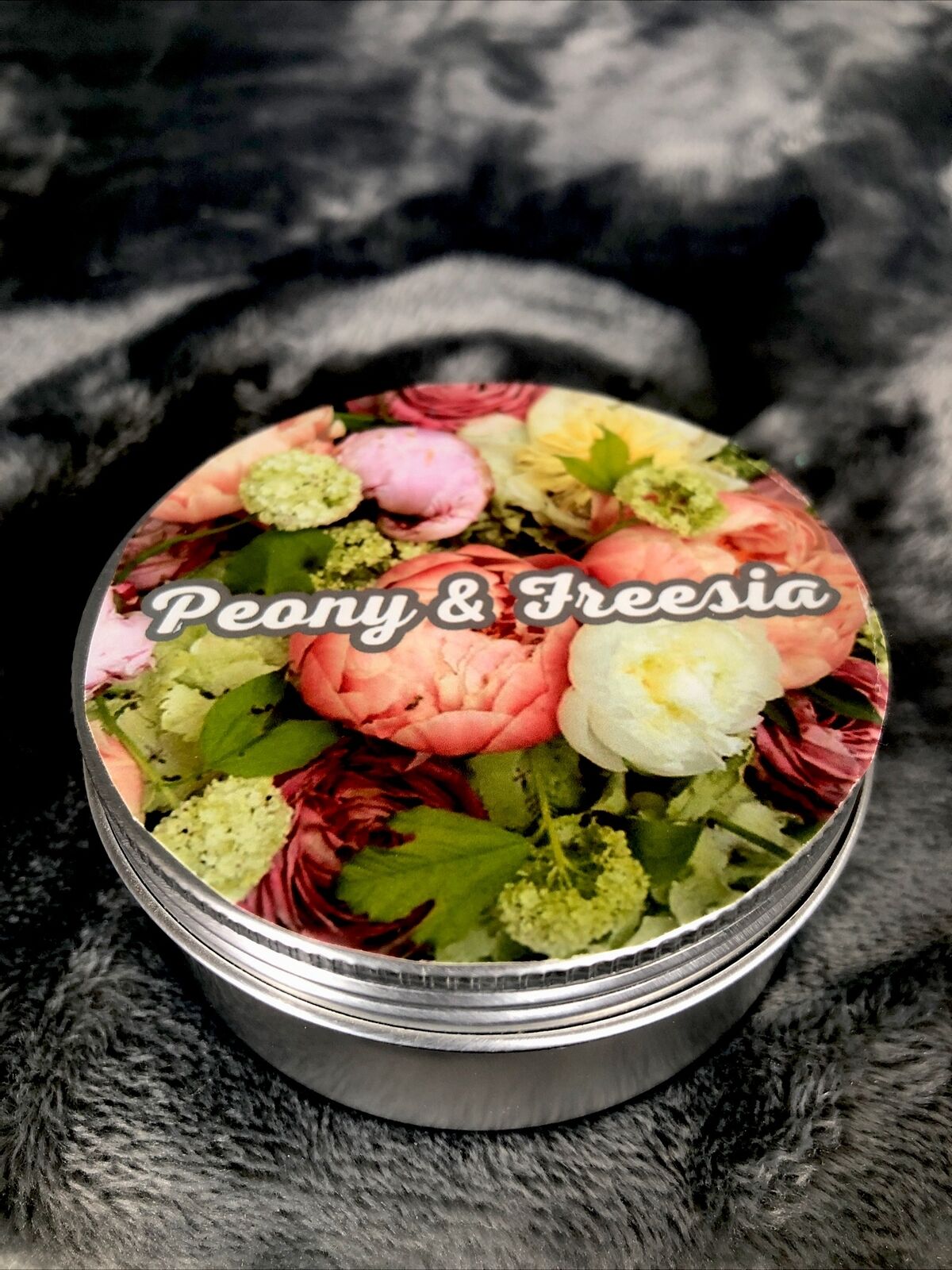 Candle Coconut And Soy Blend 4 Ounce Tin Peony In Freesia Hand Poured 