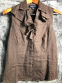 Jones New York Brown Linen Ruffle Button Up Women’s Size S