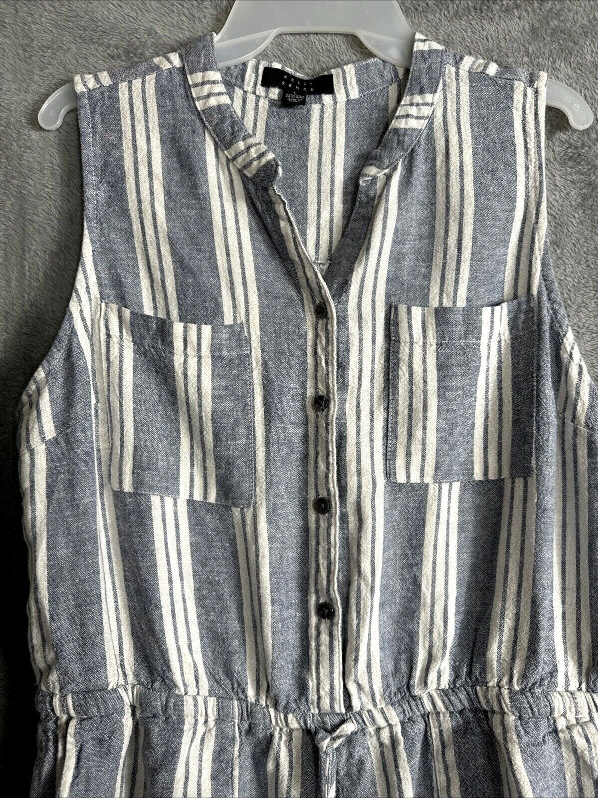 Kelly Reneé Womens Romper Sleeveless Striped Button-Front Romper L