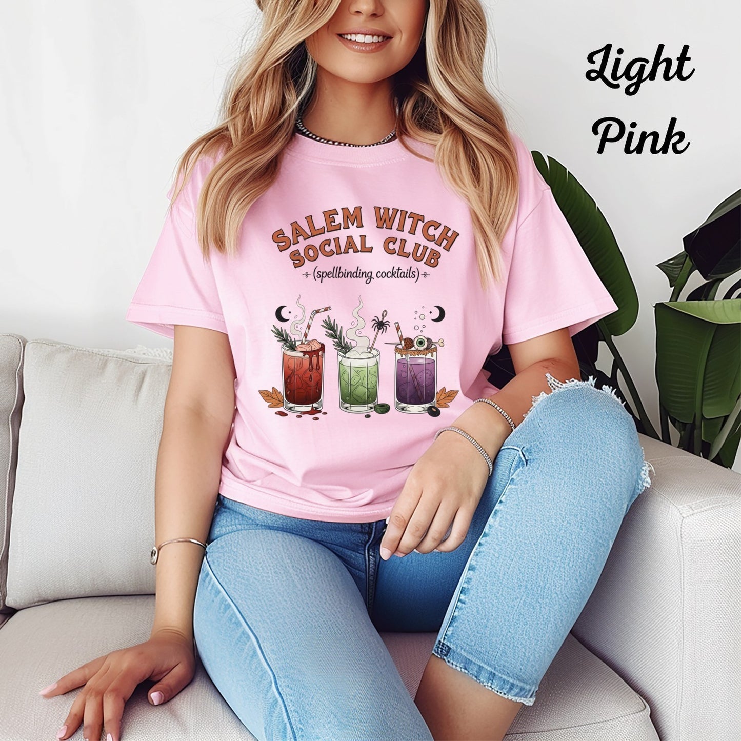 Womans Halloween T Shirt Salem Witch Social Club Top Witchy Fall Spooky Season