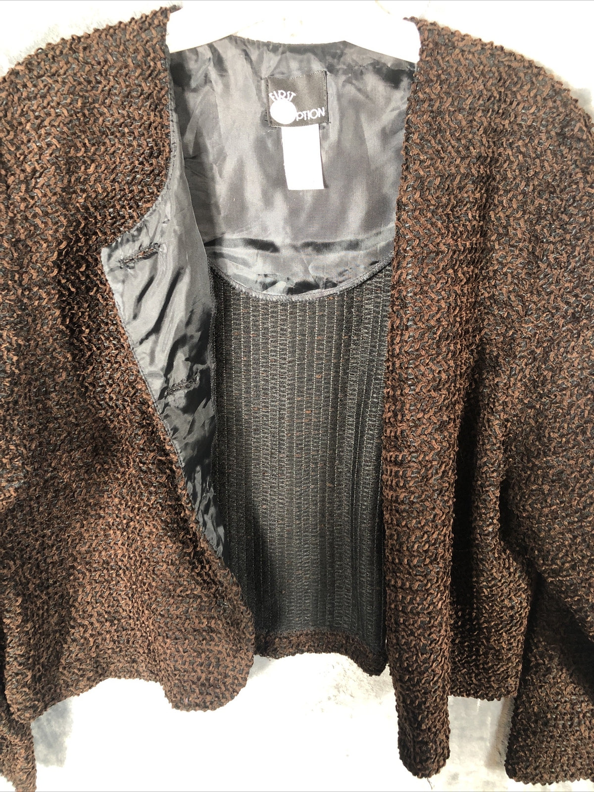 First Options Women’s Jacket Brown Button Up Adult Size Medium