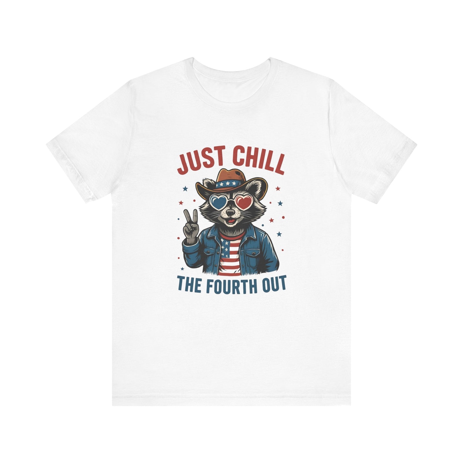 Womans Shirt Just Chill The Fourth Out Funny 4th of July Raccoon Top 4th of July