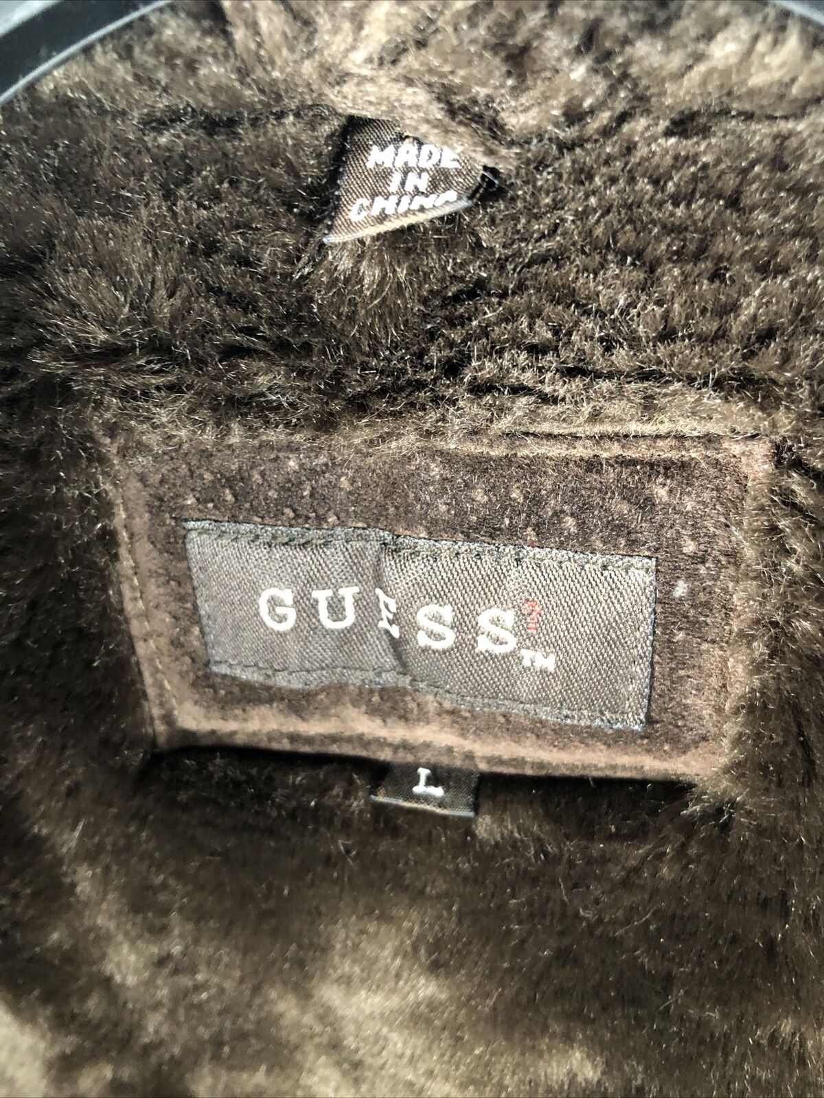 Guess Coat Woman’s Brown Suede Long Sleeve Casual Overcoat Size Adult Large