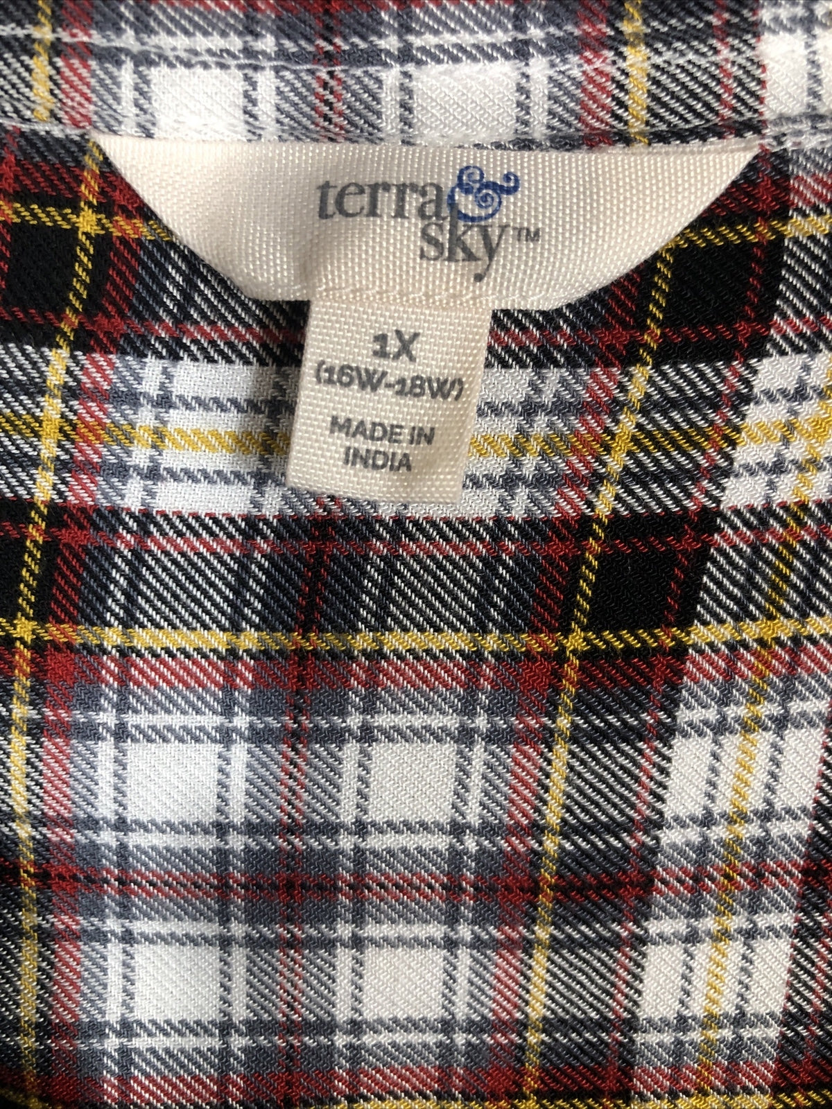 Terra Sky Woman’s Shirt  Button Down Long Sleeve Adult Size 1X