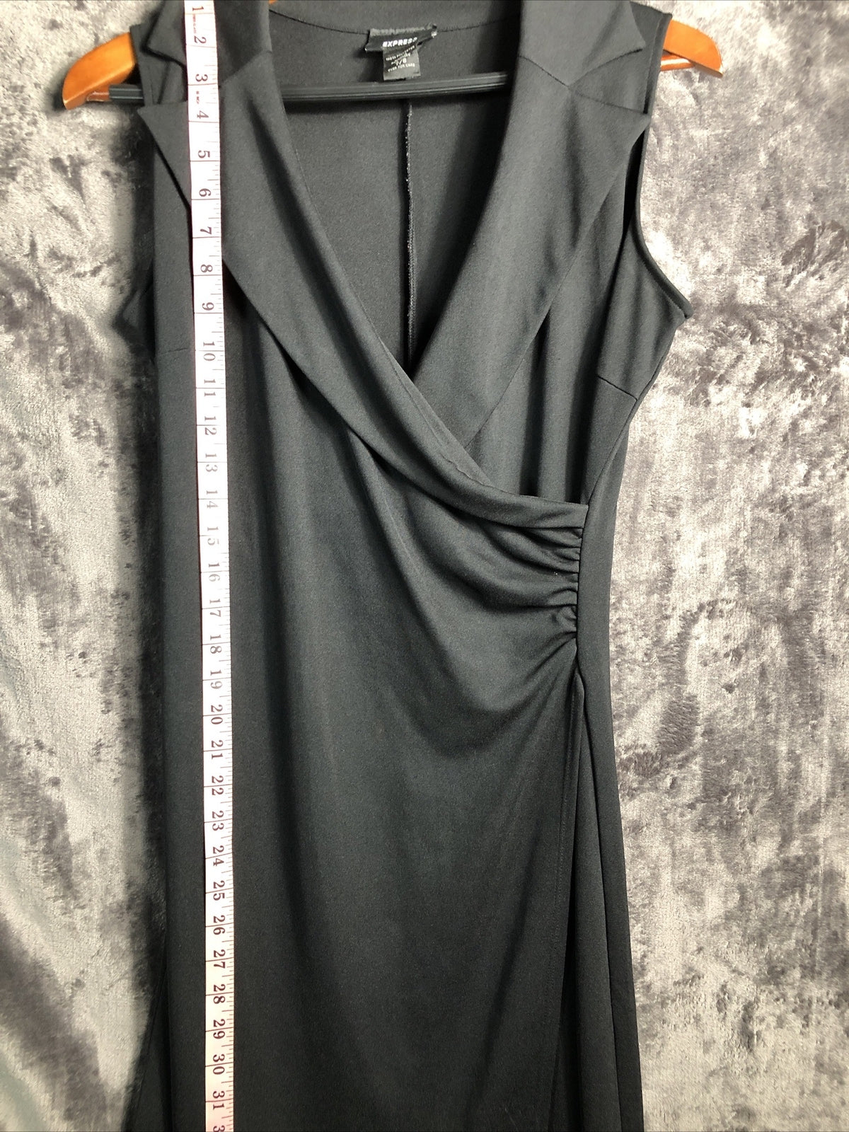 Express Women’s Dress  Black V Neck 7/8