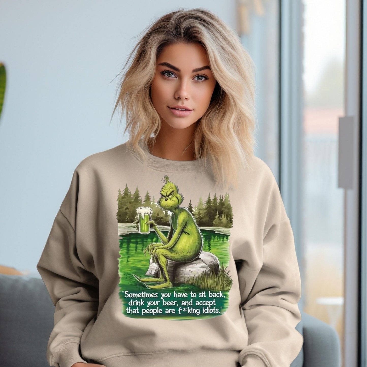 Womans Funny Sweatshirt Sassy Beer Lover's Sit Back & Sip Gift Humorous Top
