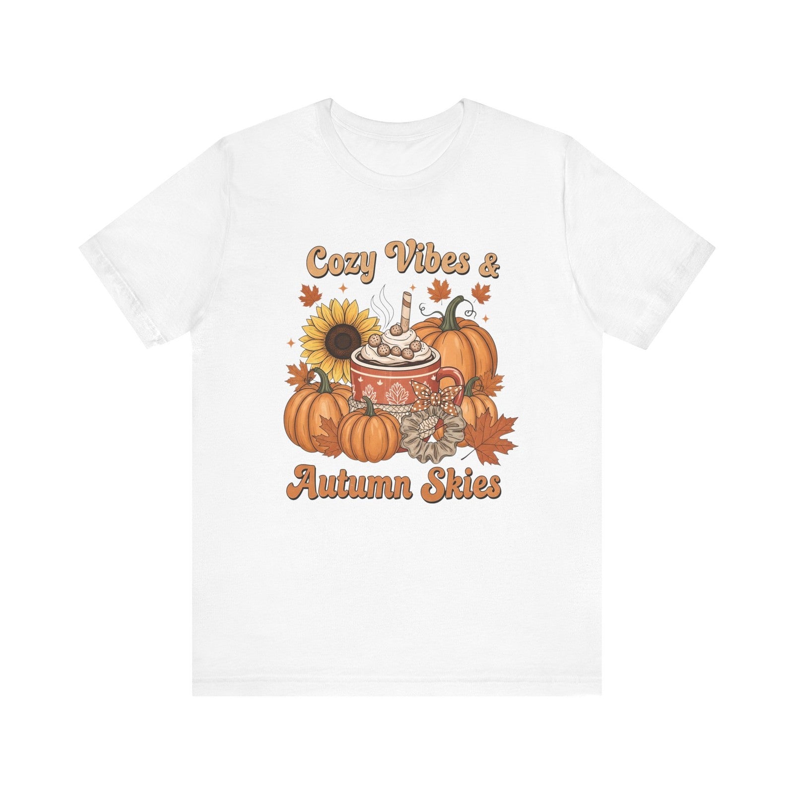 Womens T Shirt Fall Shirt  Cozy Vibes & Autumn Skies Tee  Autumn Top