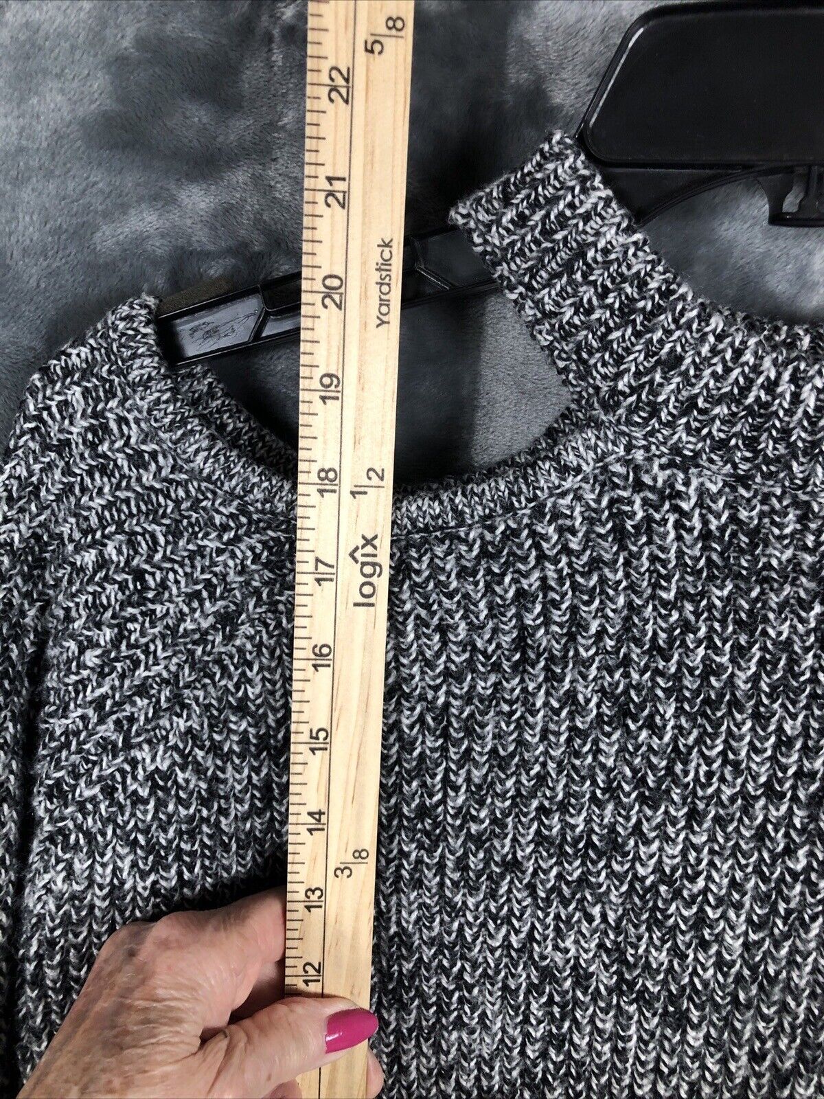 Woman's Black and White Sweater Fuzzy Trim Sleeves and Waist Size Small