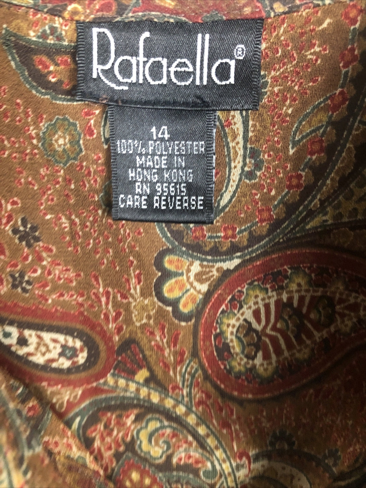 Rafaella Womens Paisley Button-Up Shirt Size 14 Brown & Multicolor