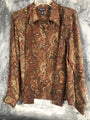 Rafaella Womens Paisley Button-Up Shirt Size 14 Brown & Multicolor