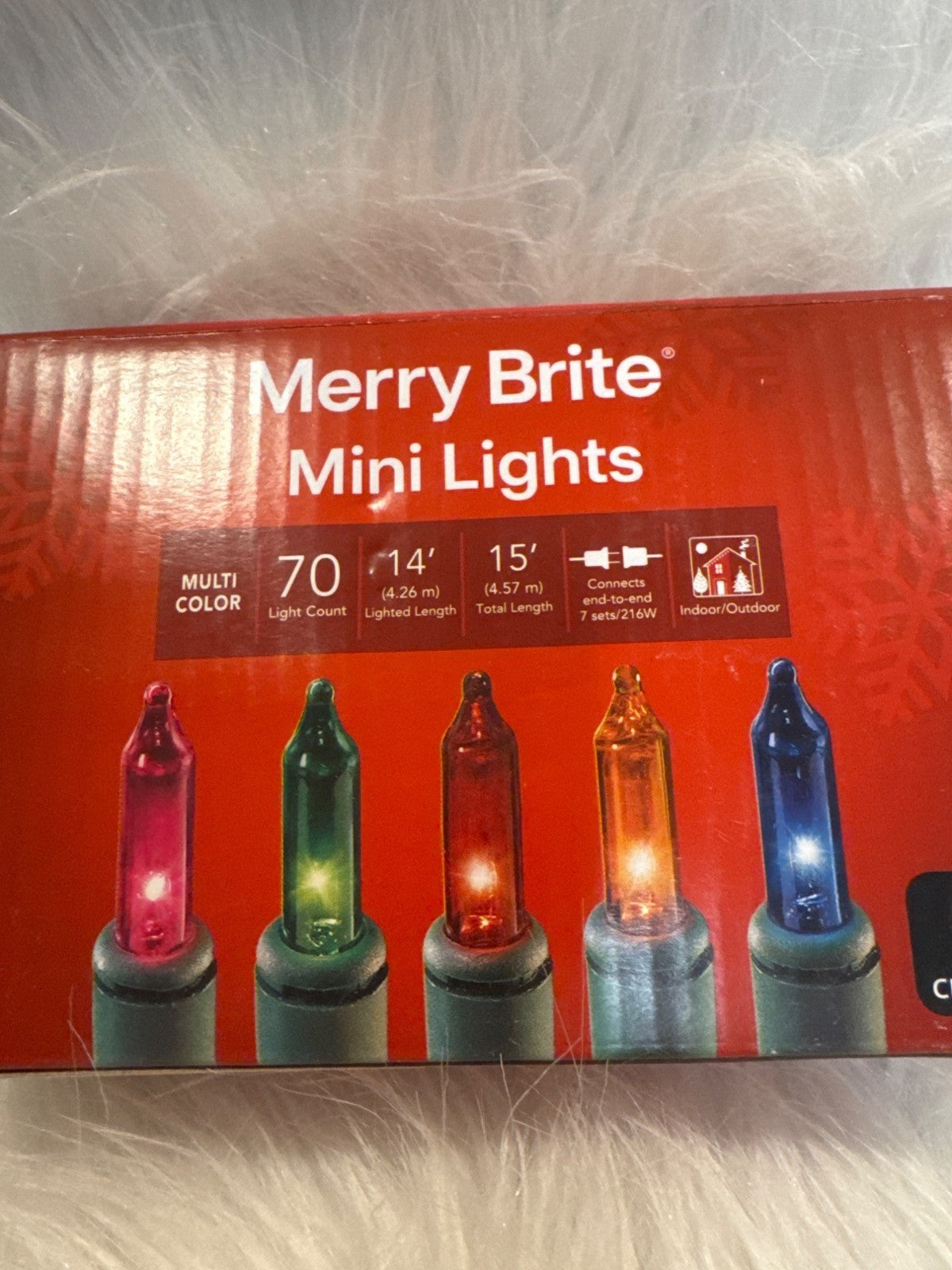 Merry Brite 70 Count Mini Lights Multi-Color Bulbs Green Wire Indoor/Outdoor 14