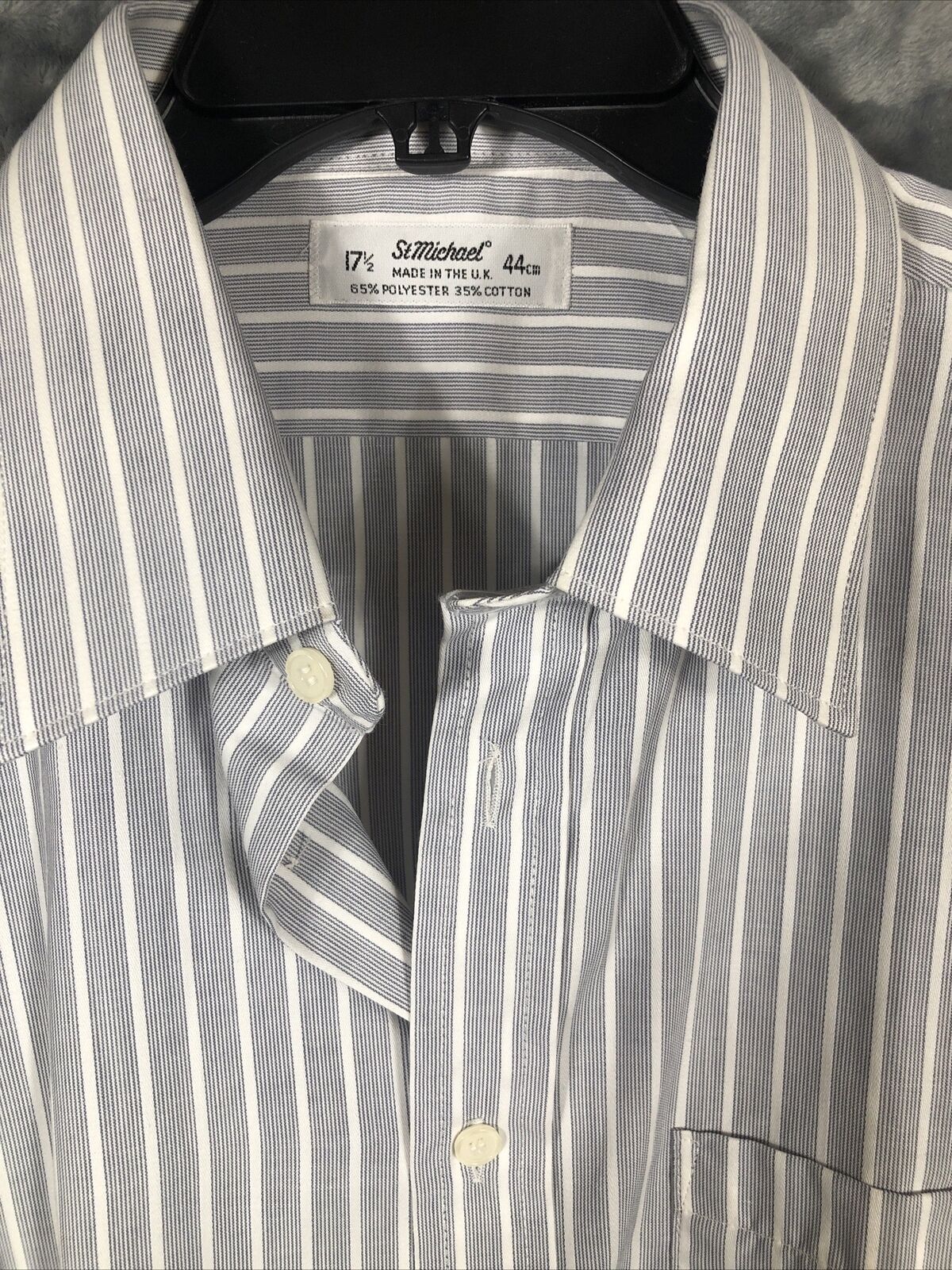 Saint Michael Men’s Shirt Button Down Long Sleeve 17 1/2 Neck 44 Stripped￼
