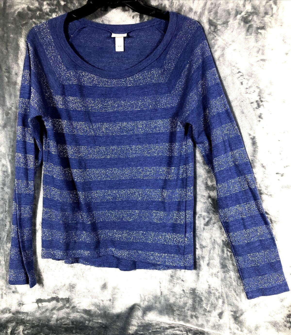 Mossimo Supply Co Long Sleeve Blue Striped Womens Shirt M/M Rayon Blend