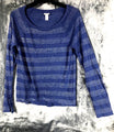 Mossimo Supply Co Long Sleeve Blue Striped Womens Shirt M/M Rayon Blend