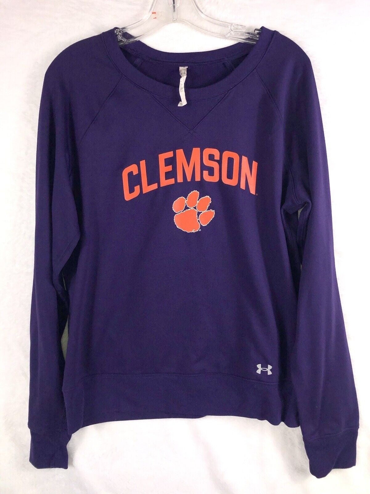 Under Armour Womens Clemson Sweatshirt Size L Purple & Orange Logo