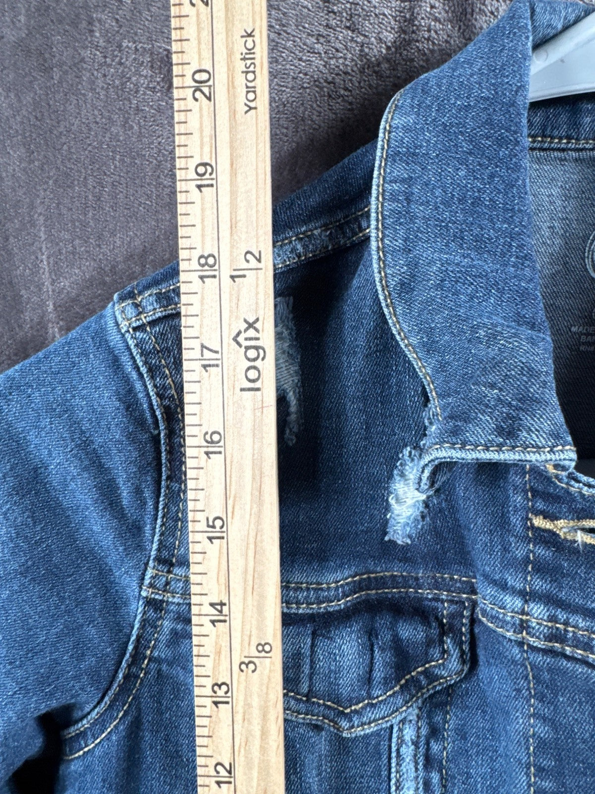 Wonder Nation Kids Denim Jacket L/G 10-12 Distressed Look Blue