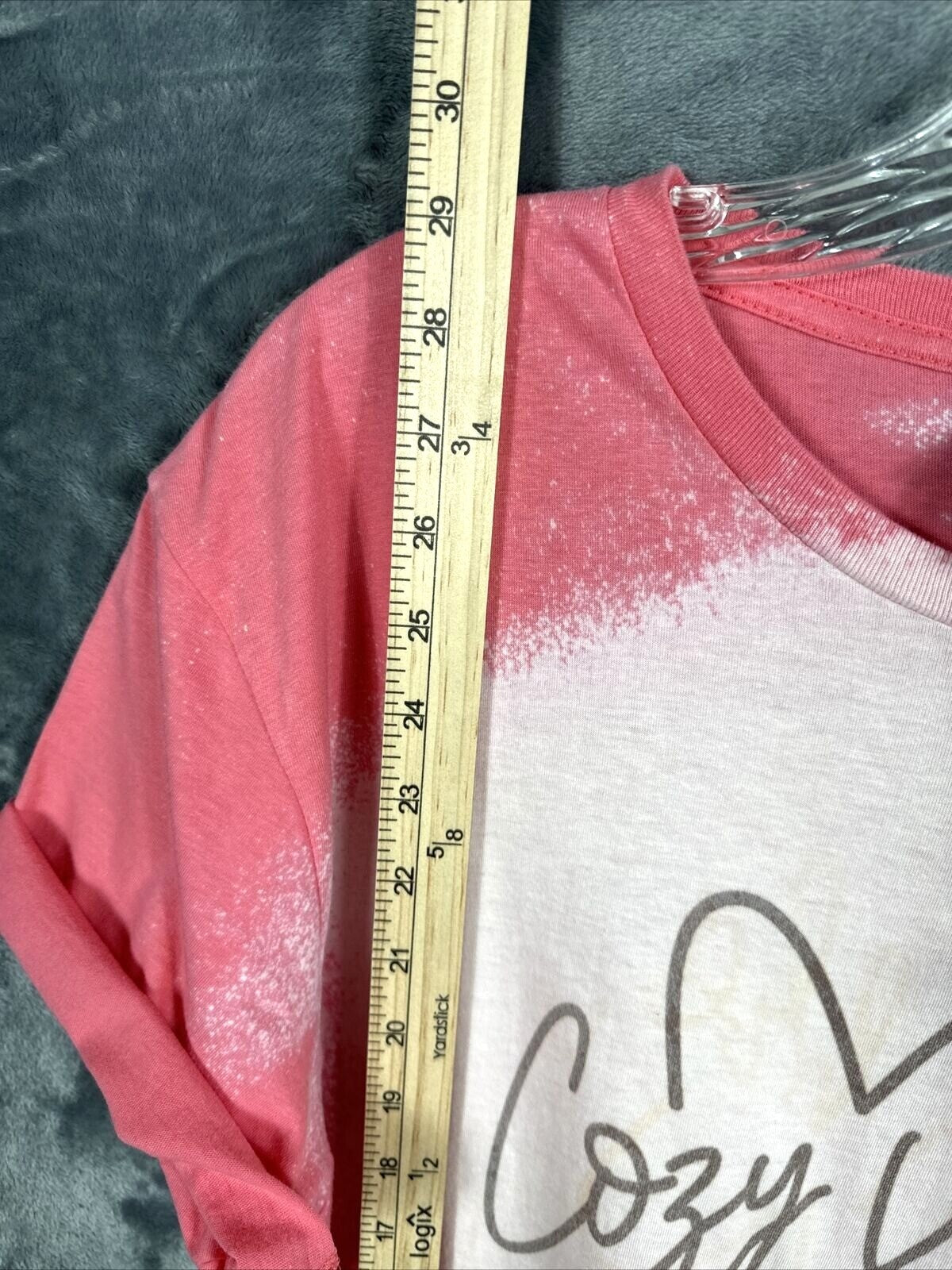 Women’s T-shirt Cozy Vibes Bleached Pink Soft & Comfy Size Adult Large