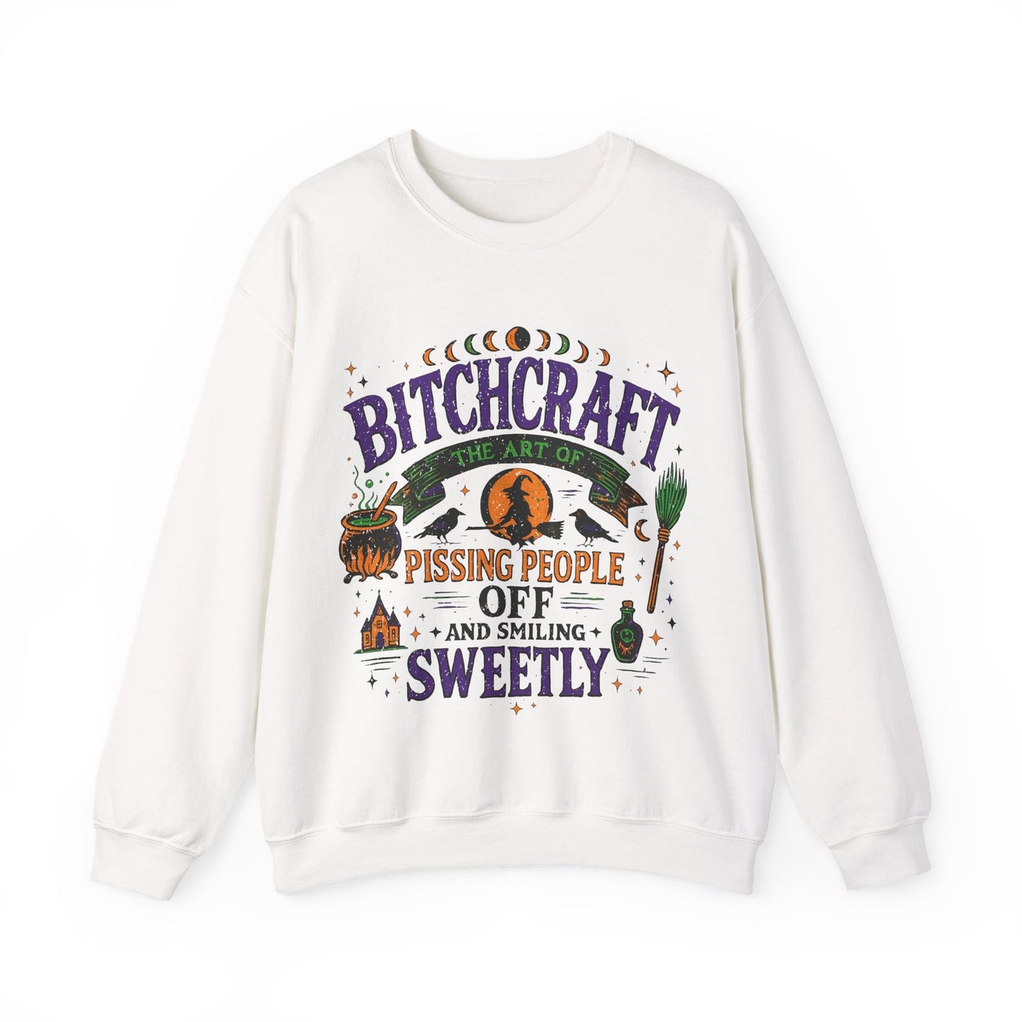 Womans Halloween Sweatshirt Funny Bitchcraft Witchy Sarcastic Fall Spooky Gift