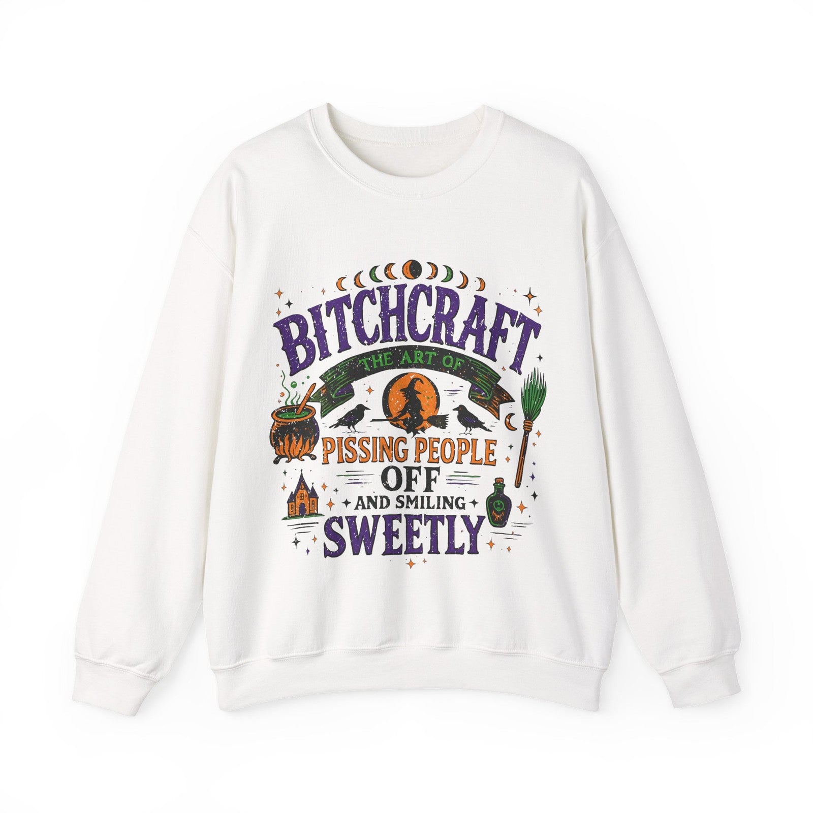 Womans Halloween Sweatshirt Funny Bitchcraft Witchy Sarcastic Fall Spooky Gift