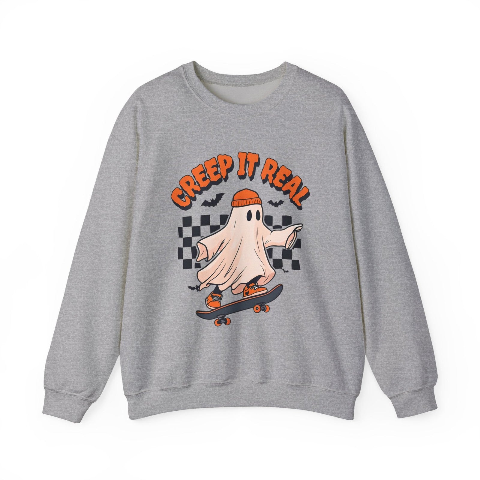 Womans Sweatshirt Creap It Real Funny Halloween Ghost Pullover Shirt