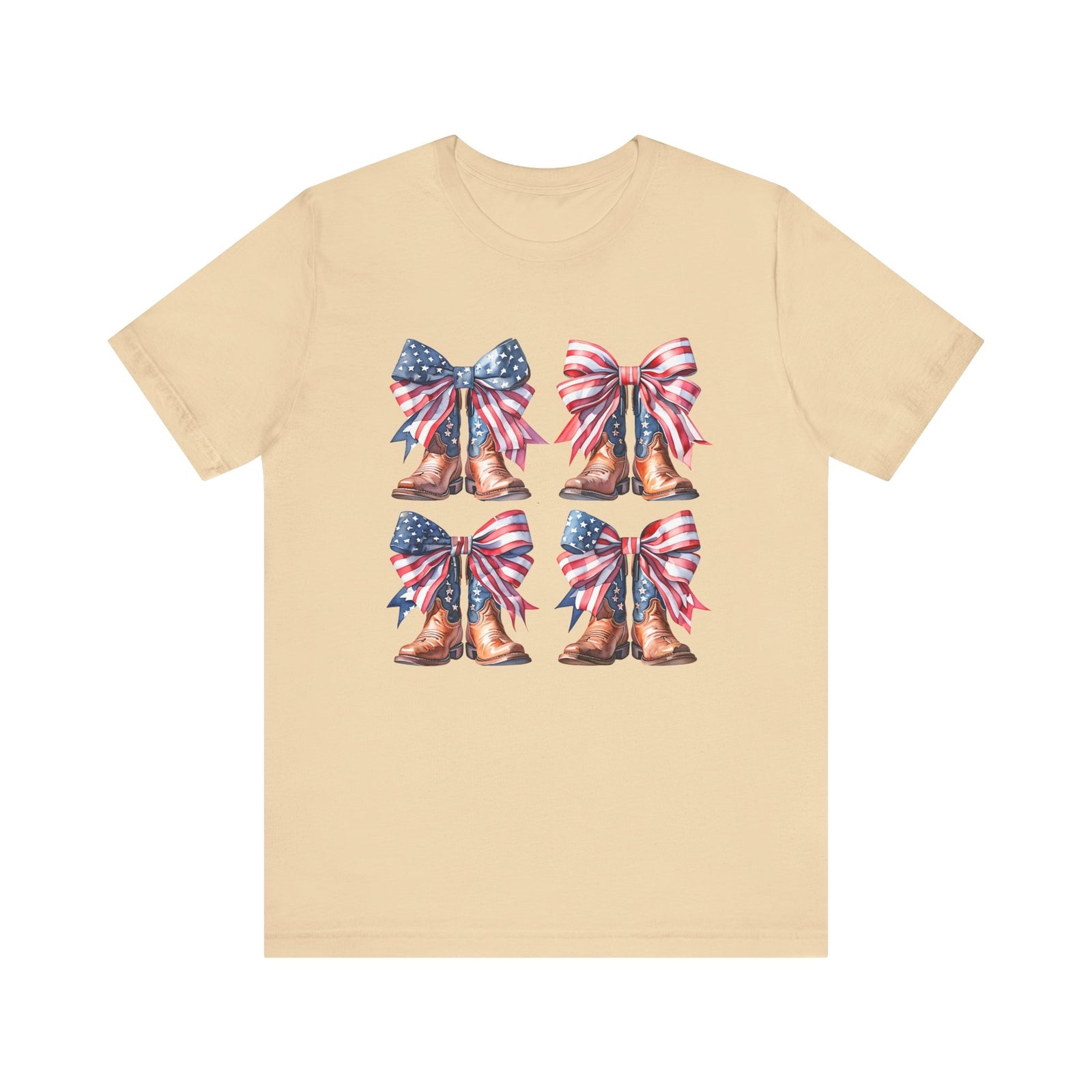 Womans T Shirt 4th of July American Flag Cowgirl Coquette Boots Top
