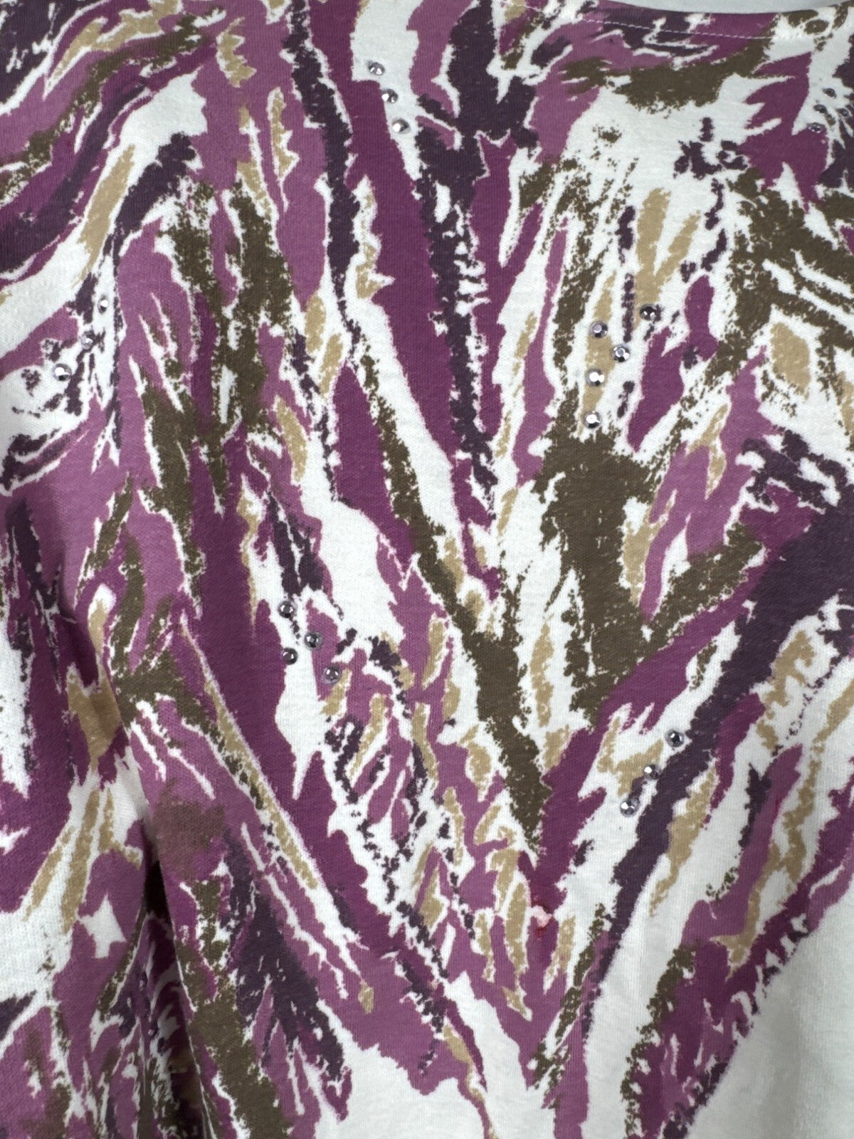 Nikki Womens Blouse Abstract Print Top L 3/4 Sleeve Cotton/Poly Blend Shirt