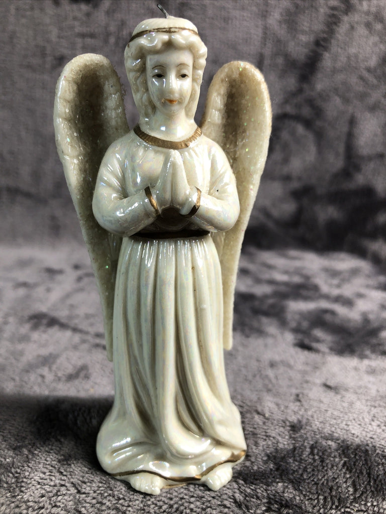 Vintage Christmas Angel Ornament Sparkling Wings Without String Gold Trim