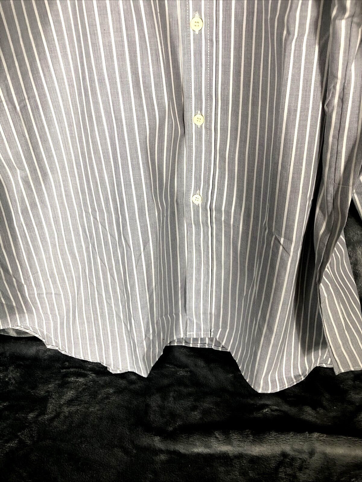 St Michael Mens Striped Dress Shirt 17 1/2” Collar 65% Polyester 35% Cotton Butt