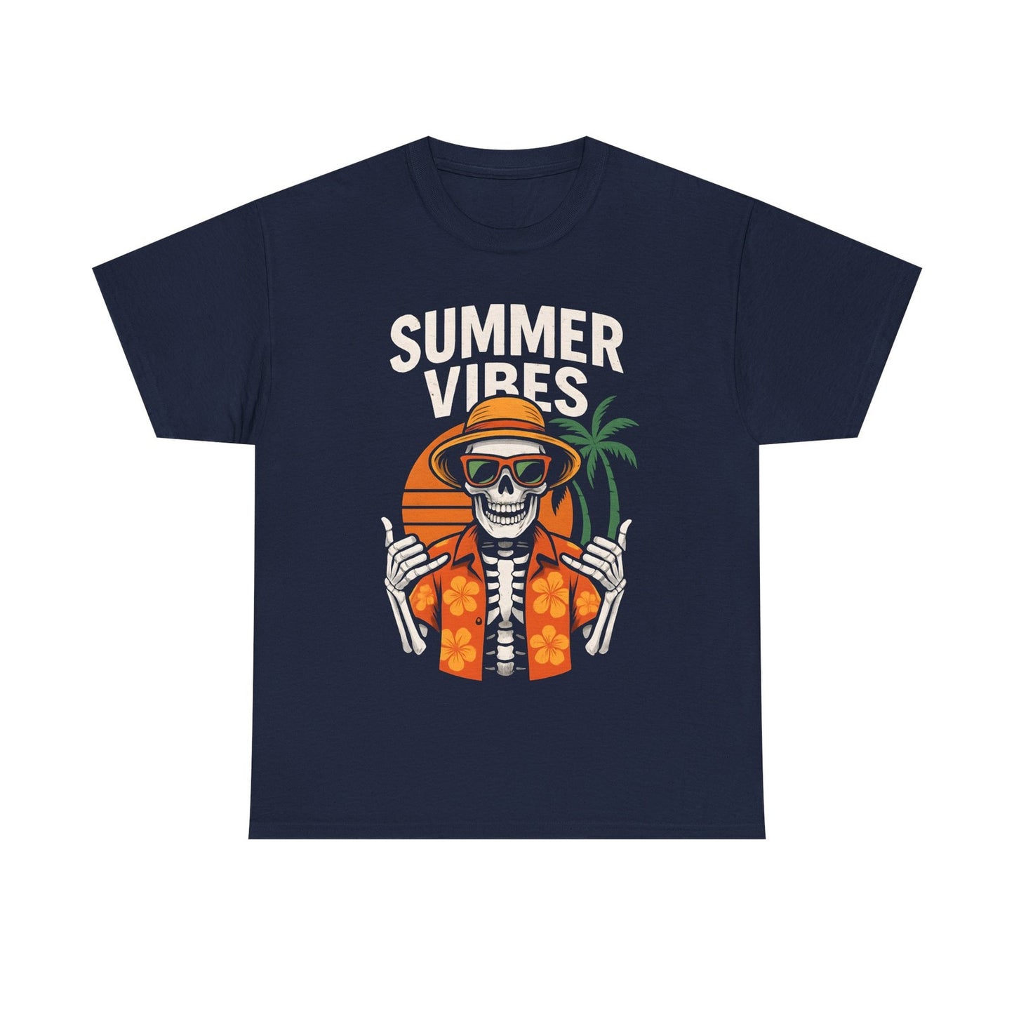 Womans T Shirt Funny Skeleton with Sunglasses Halloween Tee Beach Vibes Skull