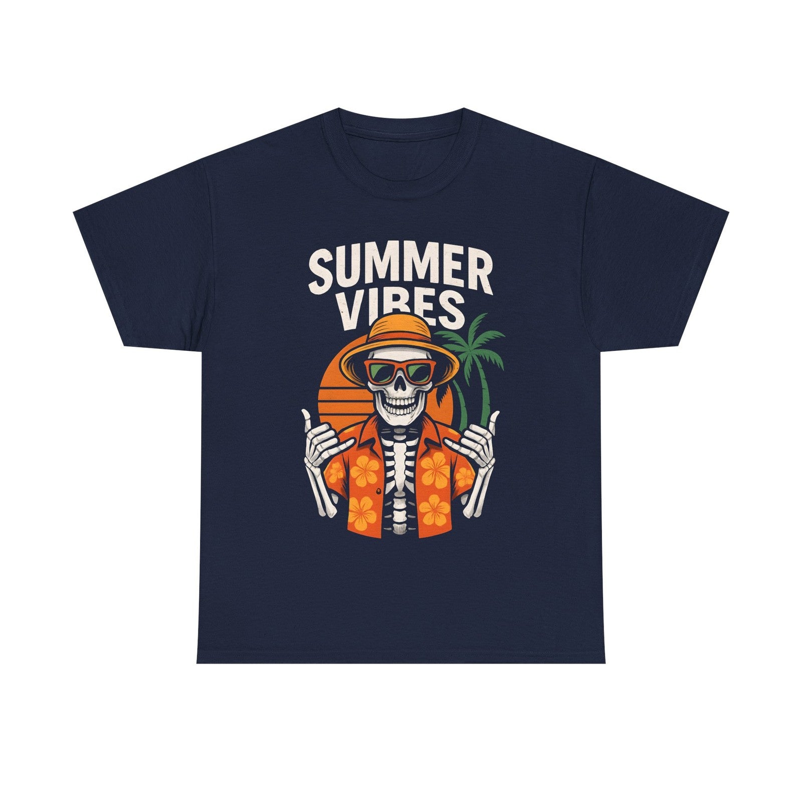 Womans T Shirt Funny Skeleton with Sunglasses Halloween Tee Beach Vibes Skull