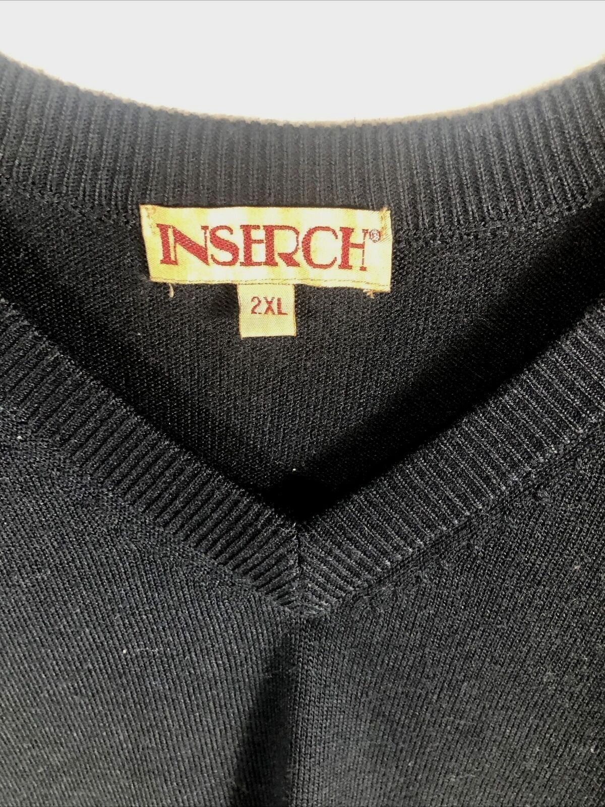 Mens Insrch 2XL Black Sleeveless V-Neck Sweater Vest