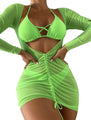 Womans Swimwear Mesh Neon Green Bikini Only No Cover M