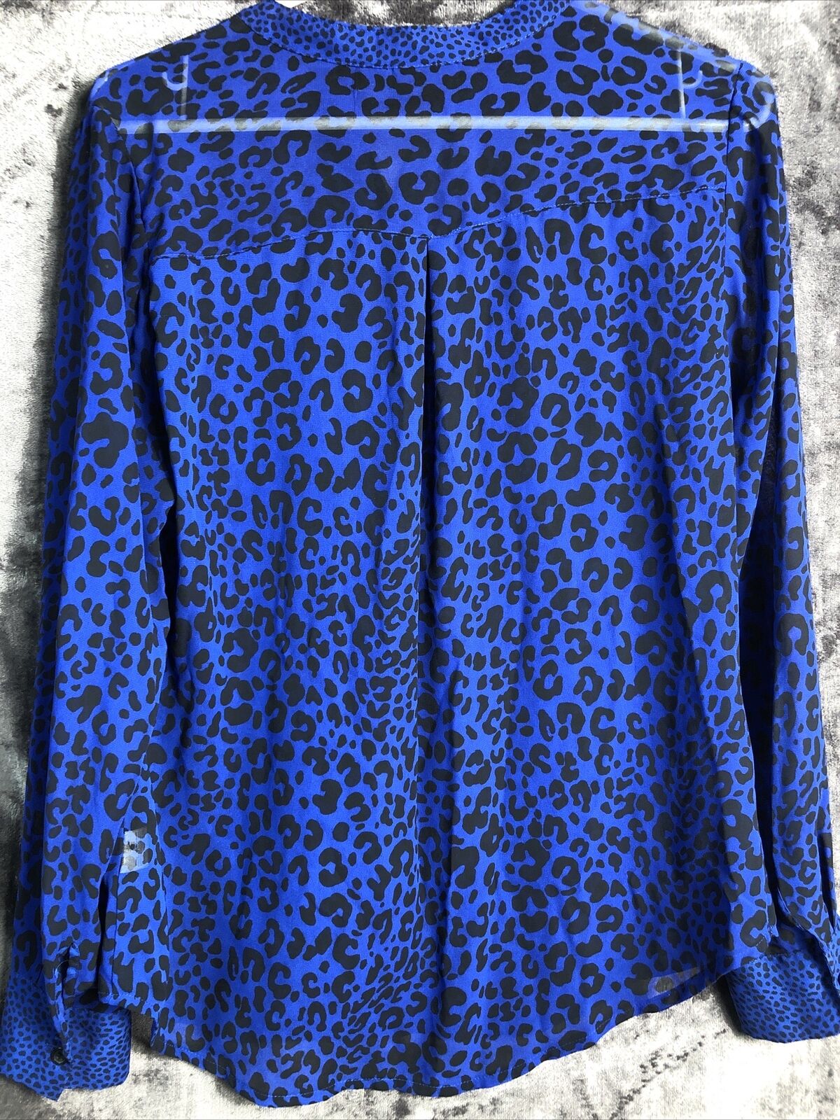Ana A New Approach Top Royal Blue Animal Print Women’s Size M